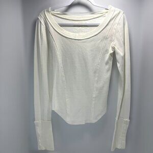 We The Free by Free People Long Sleeve Thermal Top Women’s Medium Off White
